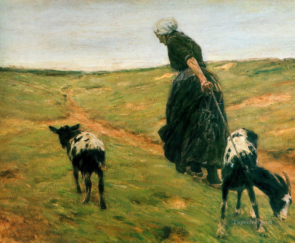 woman with goats Max Liebermann German Impressionism Oil Paintings